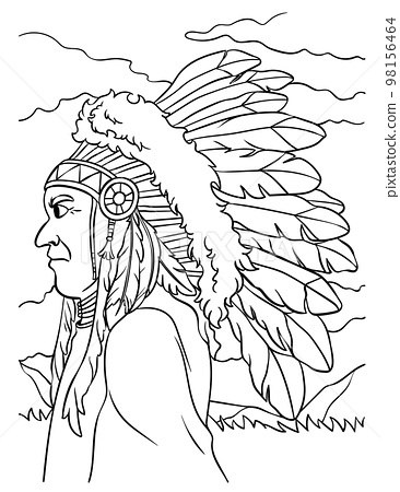 Native american indian chieftain coloring page