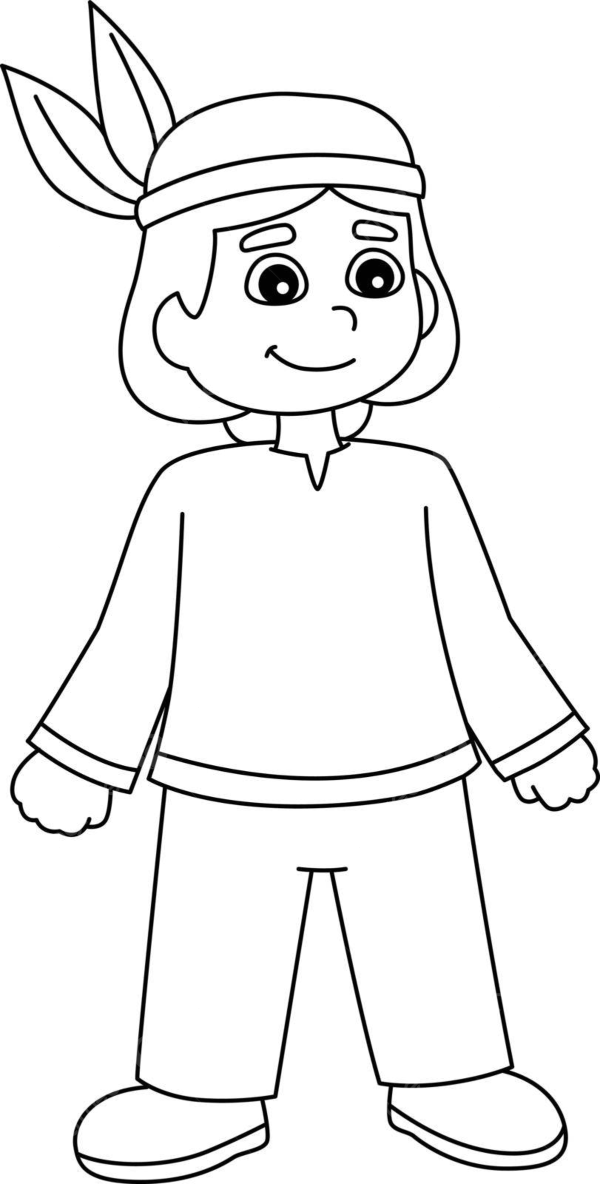 Thanksgiving pilgrim native american boy isolated kids outline art vector kid drawing native american drawing thanksgiving drawing png and vector with transparent background for free download