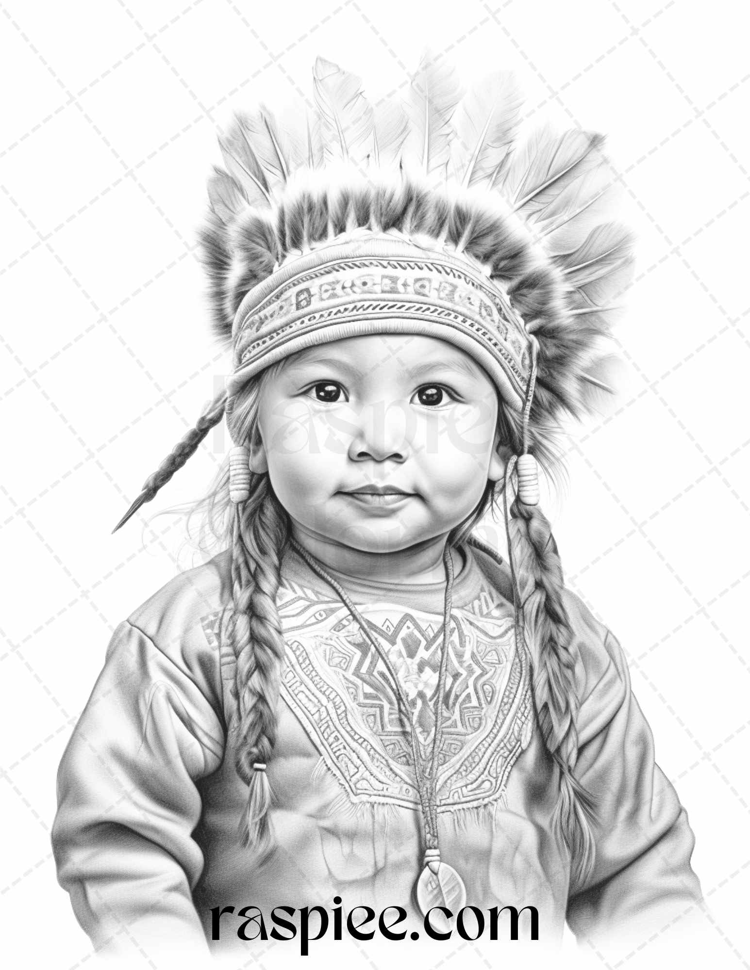 Native american little girls boys grayscale coloring pages printabl â coloring