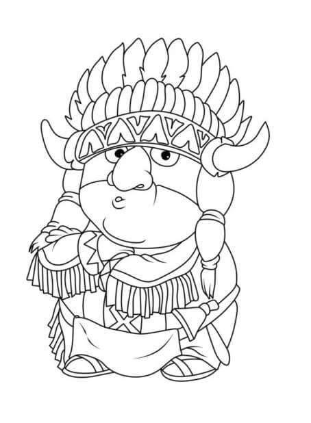 Cute native american coloring page