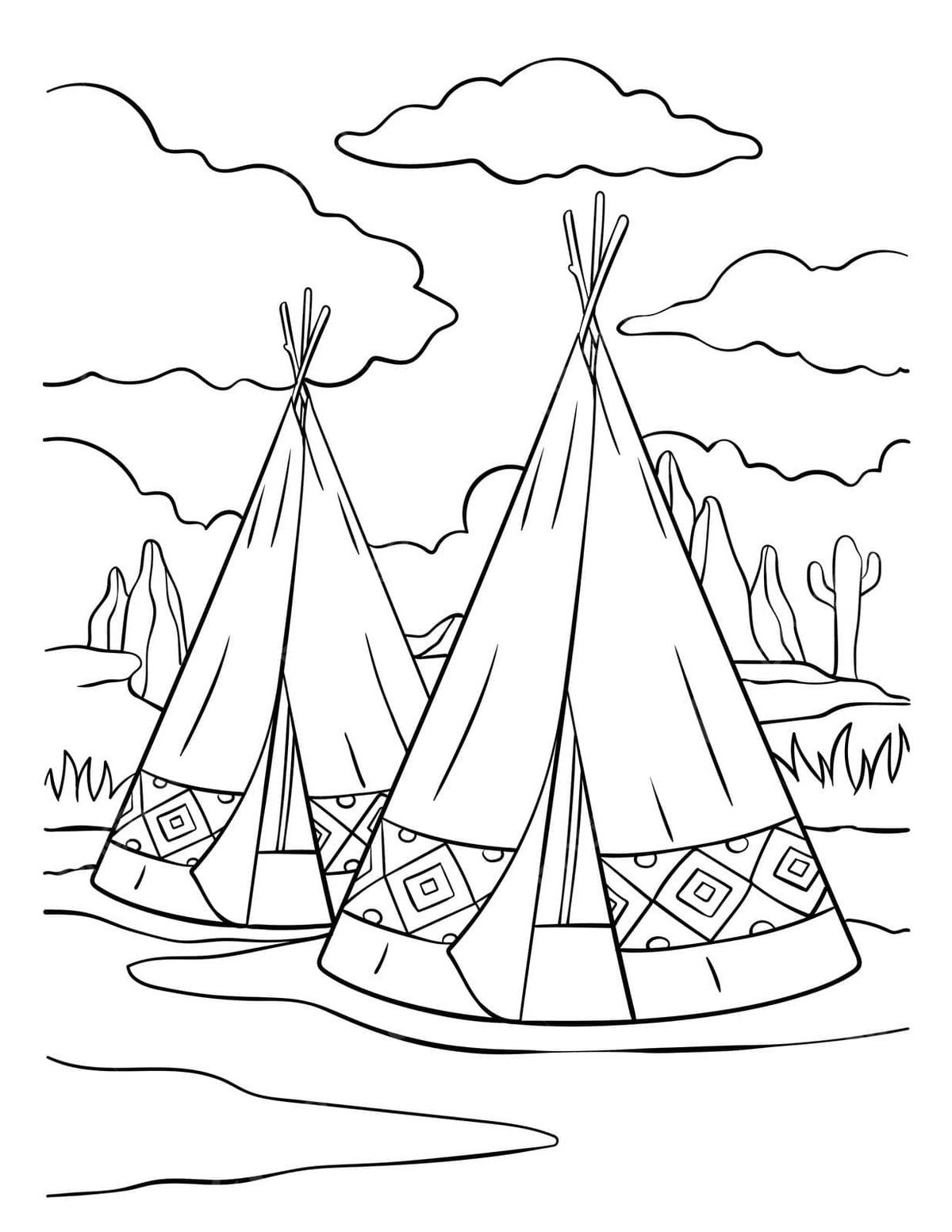 Native american indian tepee coloring page teepee native people native vector people drawing ring drawing native american drawing png and vector with transparent background for free download