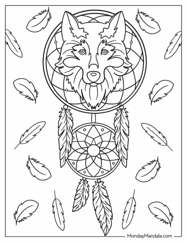 Dreamcatcher coloring pages free pdf printables