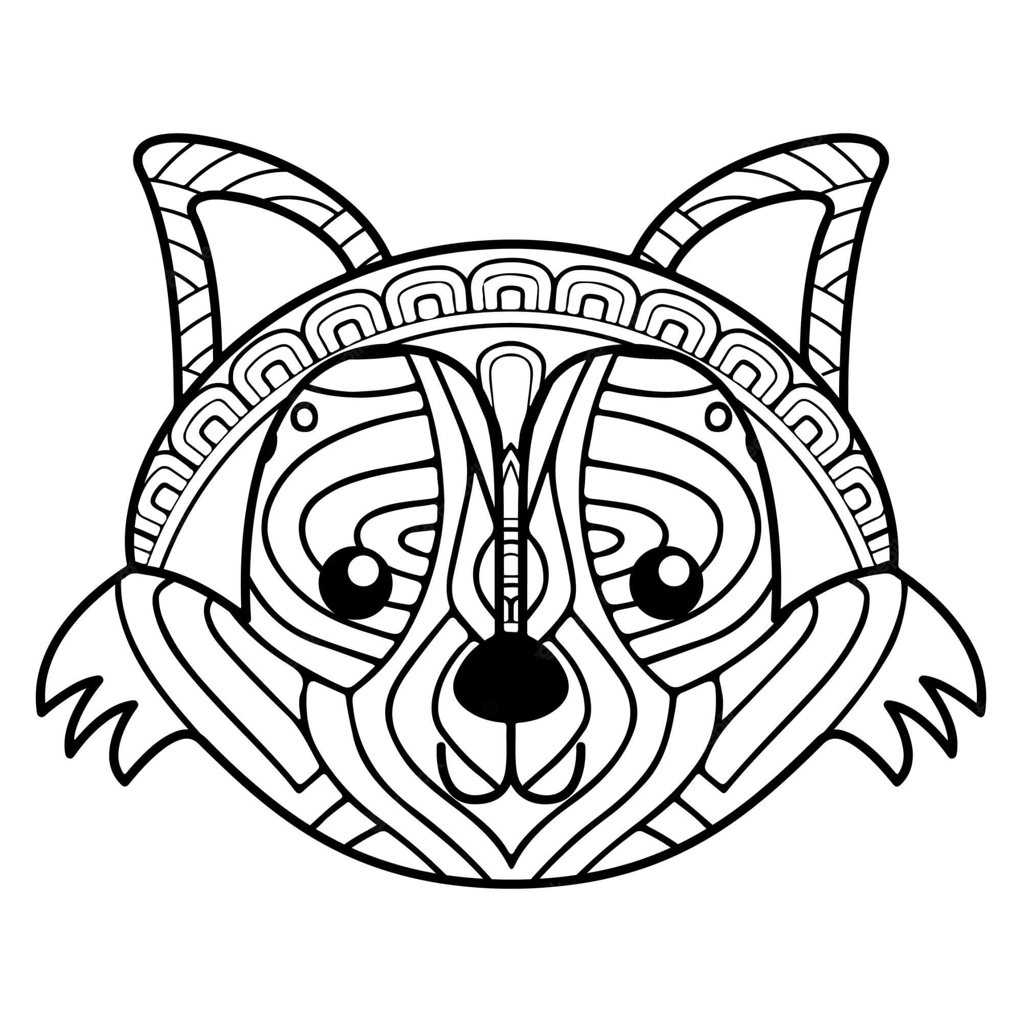 Portrait of fox mandala coloring page