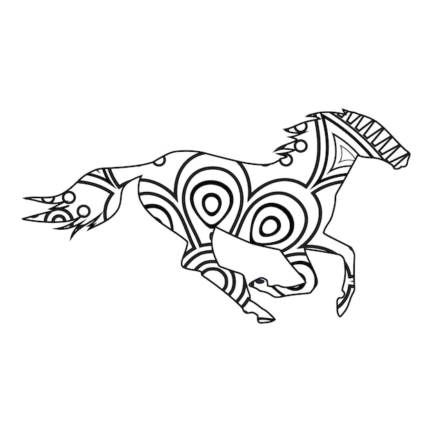 Premium vector mandala horse coloring page for kids