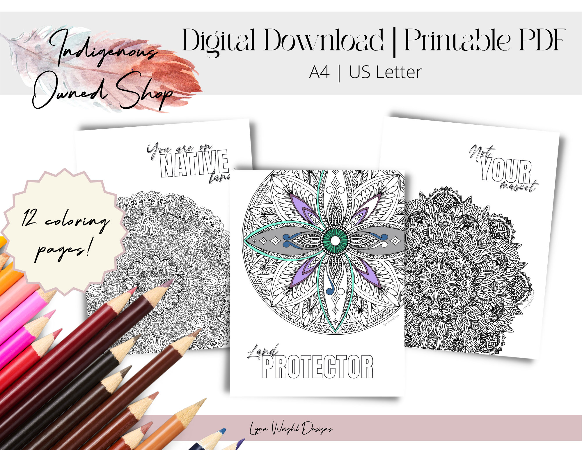 Bipoc indigenous coloring pages mandala coloring native affirmations for adults ndn wall art land back decolonize chill nv made