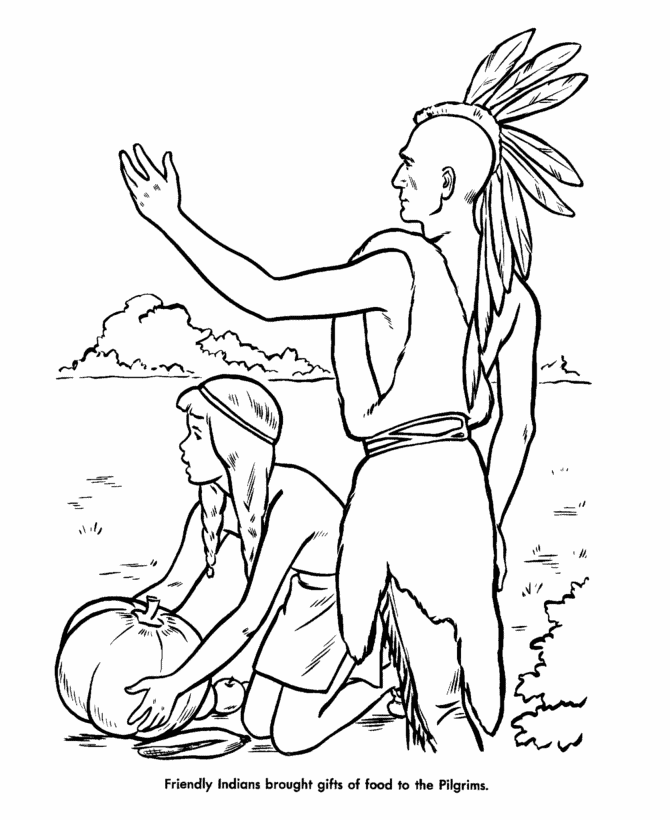 Indian and pilgrim coloring pages bible printables the first thanksgiving coloring pages