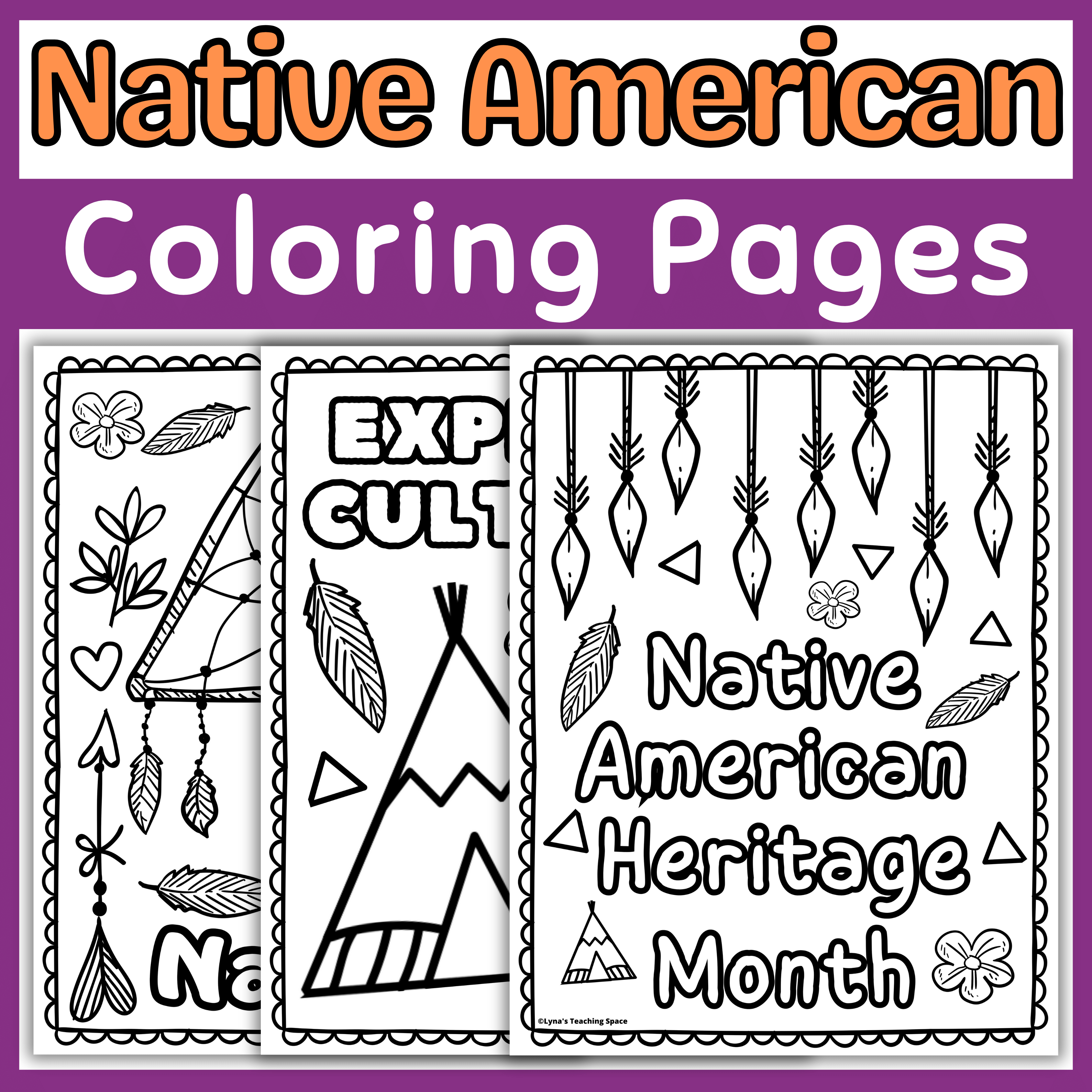 Native american heritage month coloring pages sheets art activity made by teachers