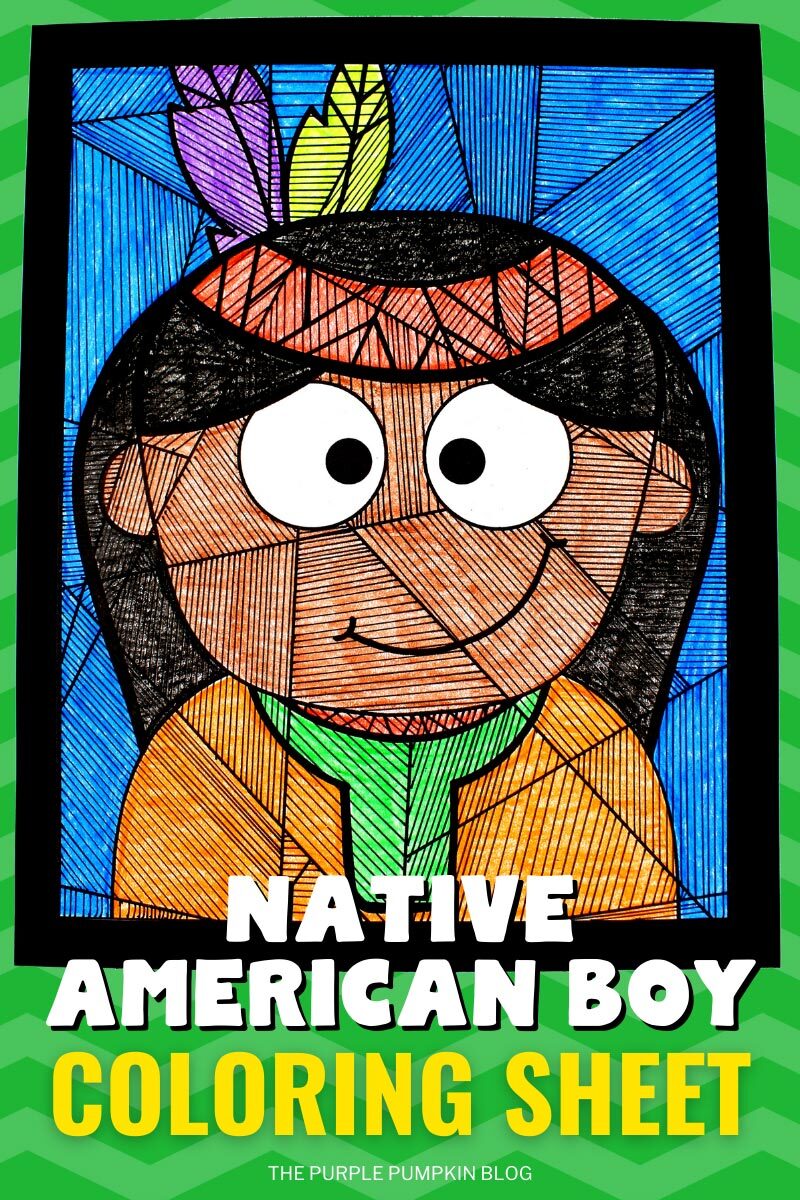 Free printable native american boy loring sheet