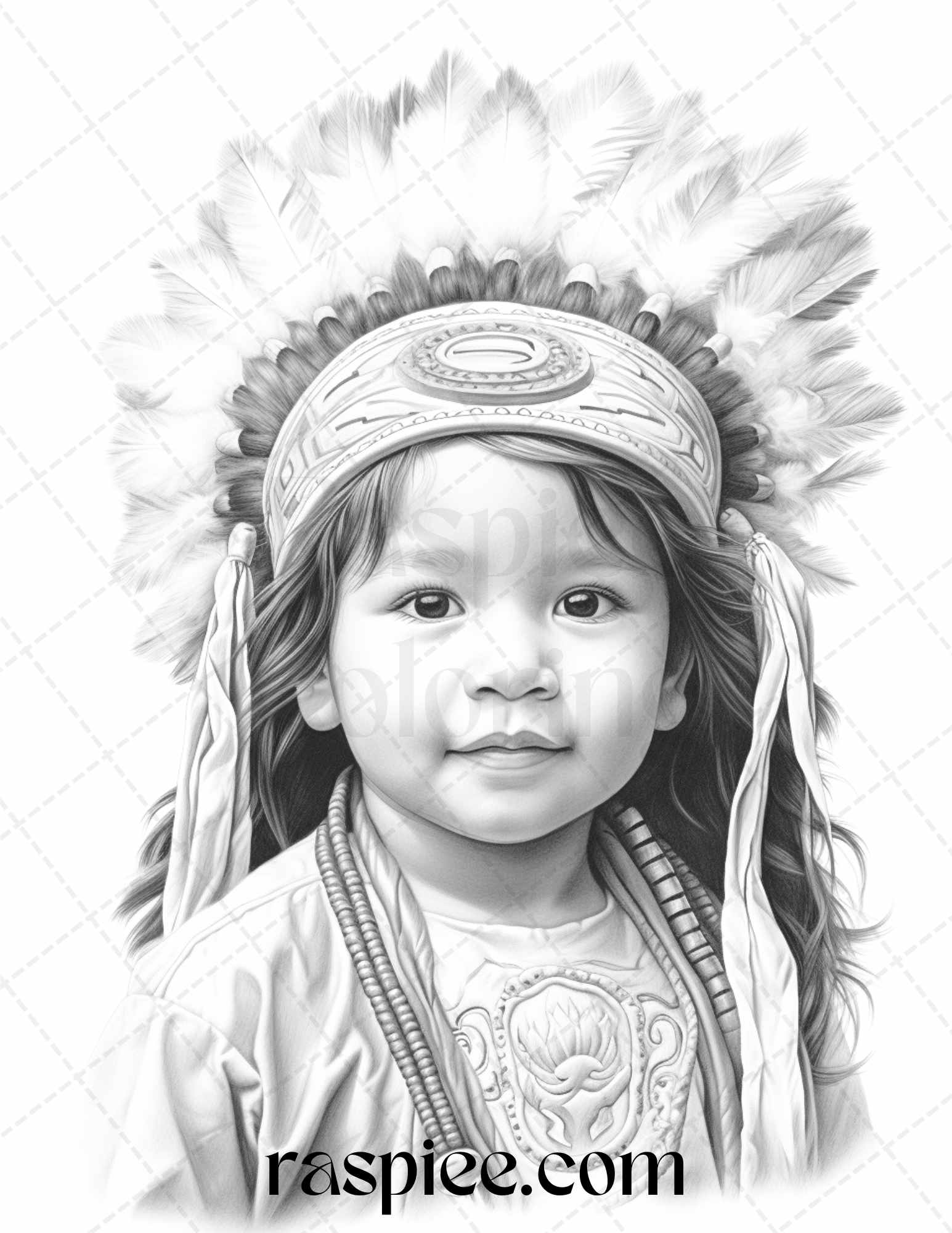 Native american little girls boys grayscale coloring pages printabl â coloring