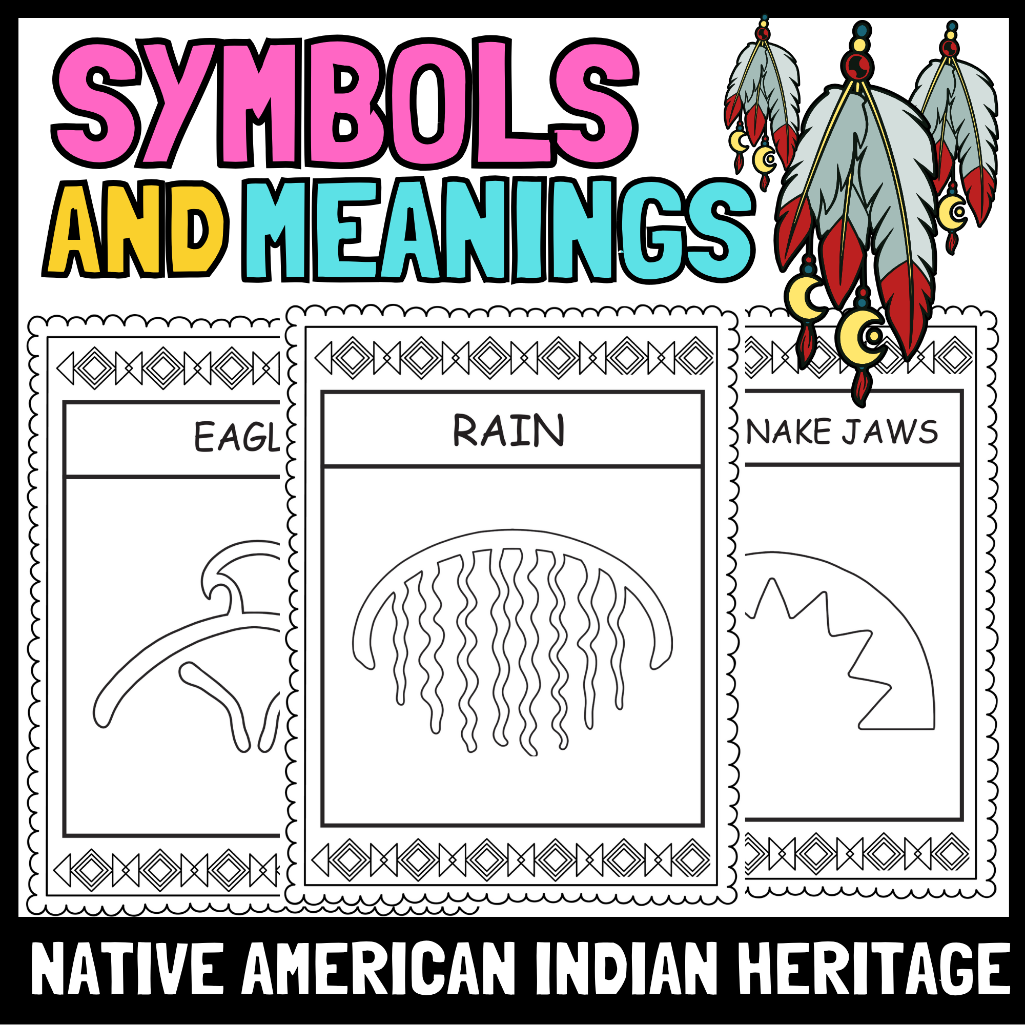 Native american heritage month symbols and meanings coloring pages made by teachers