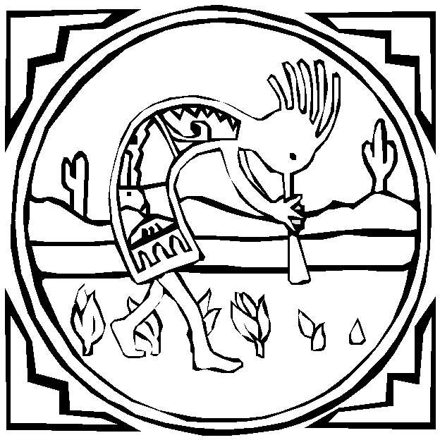 Colorful kokopelli coloring page