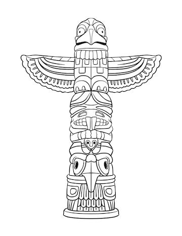 Premium vector native american indian totem isolated coloring