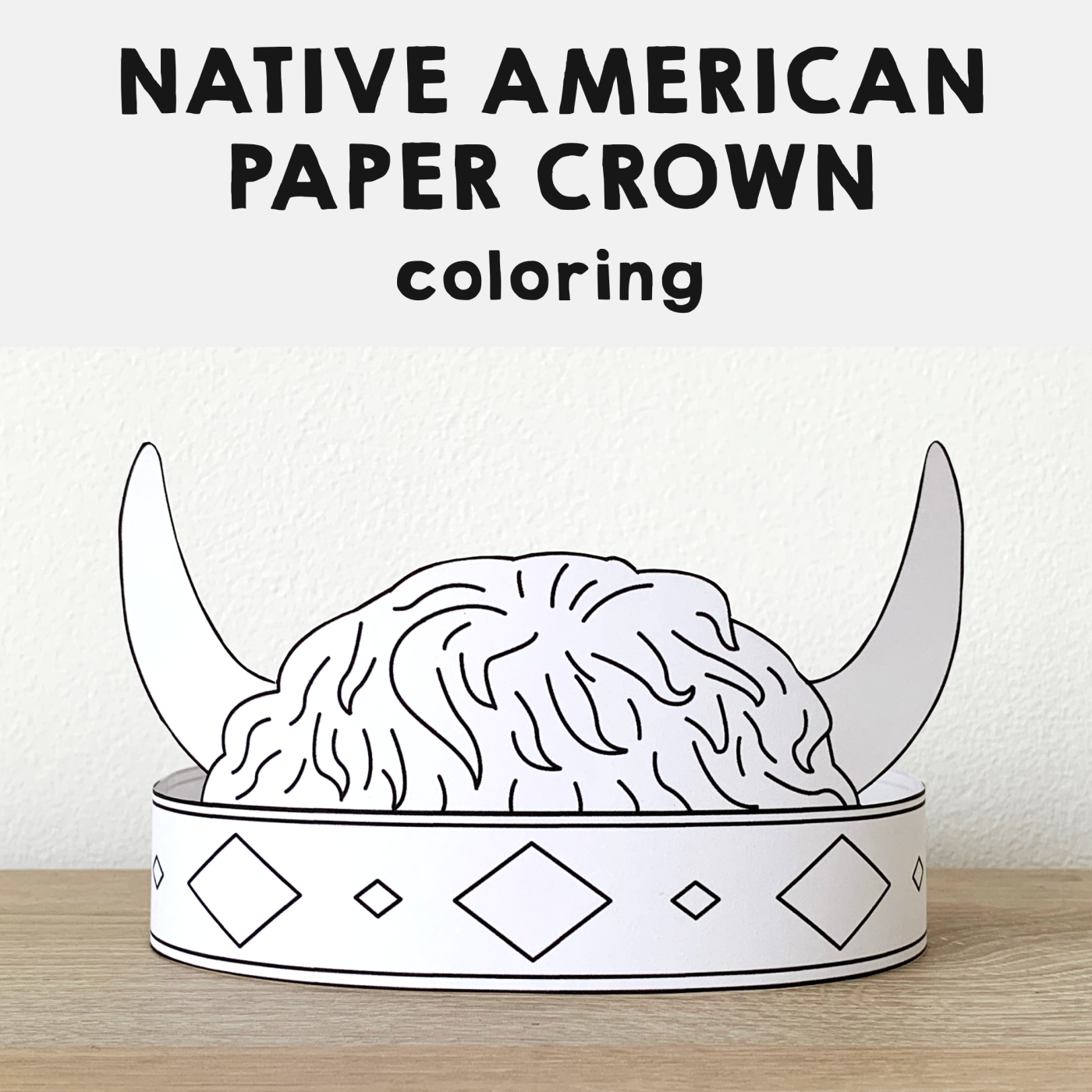 Bison headdress paper crown printable native american coloring craft made by teachers