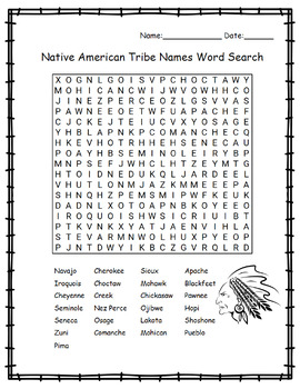 Native american tribe names word search printable by lailabee tpt