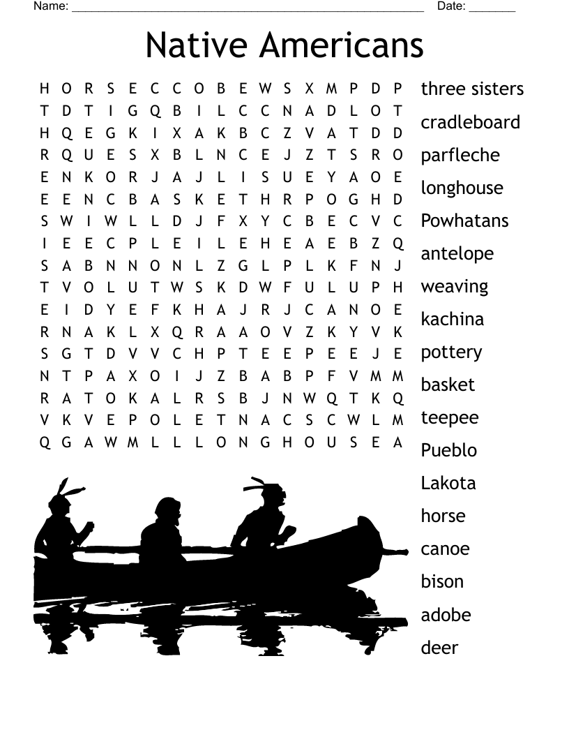 Native americans word search