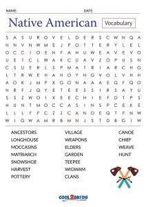 Printable native american word search