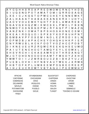 Word search native american tribes