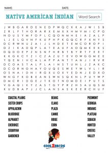 Printable native american word search