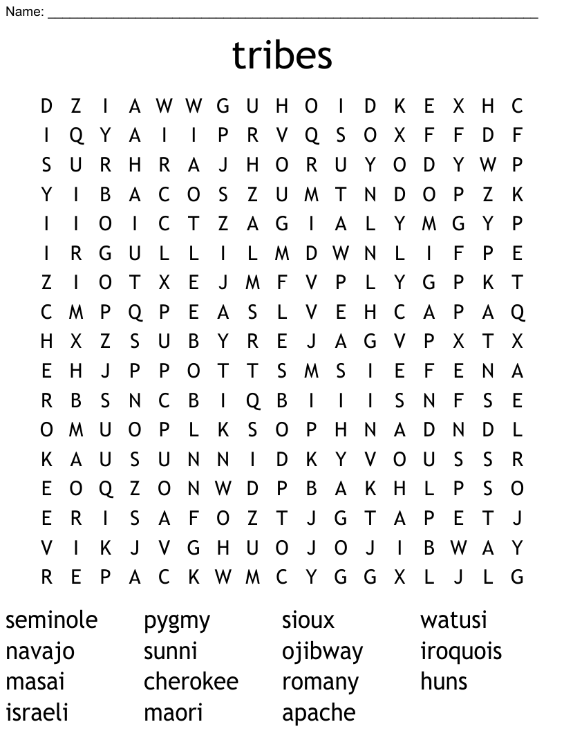 Indian tribes word search