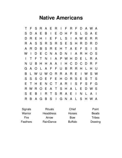 Native americans word search