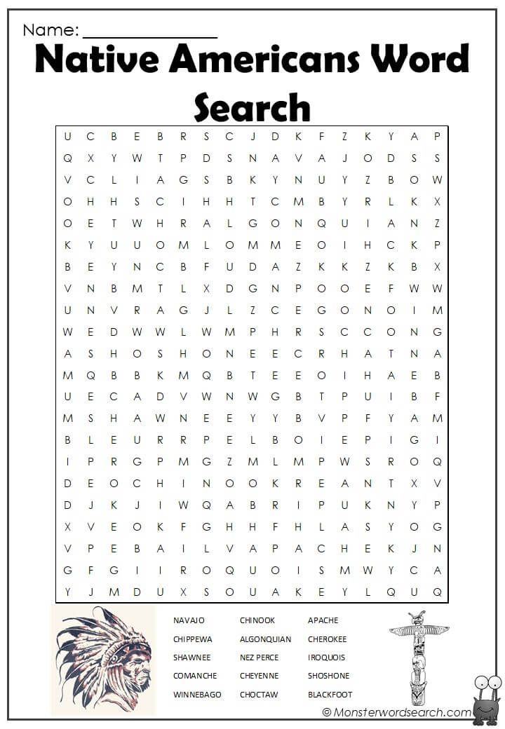 Native americans word search native american words native americans activities native american lessons