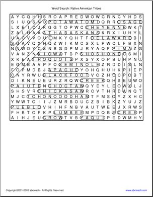 Word search native american tribes