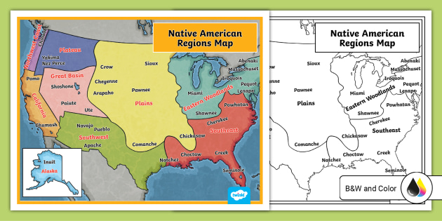 Native american regions map teaching resource