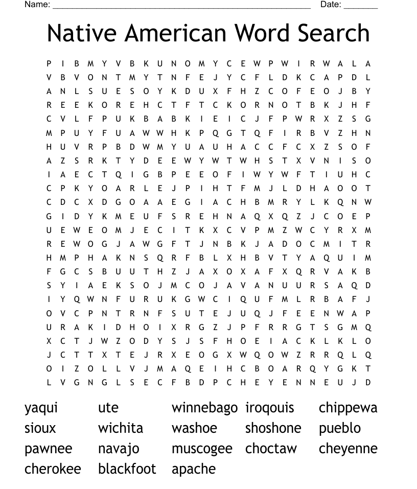 Native american word search