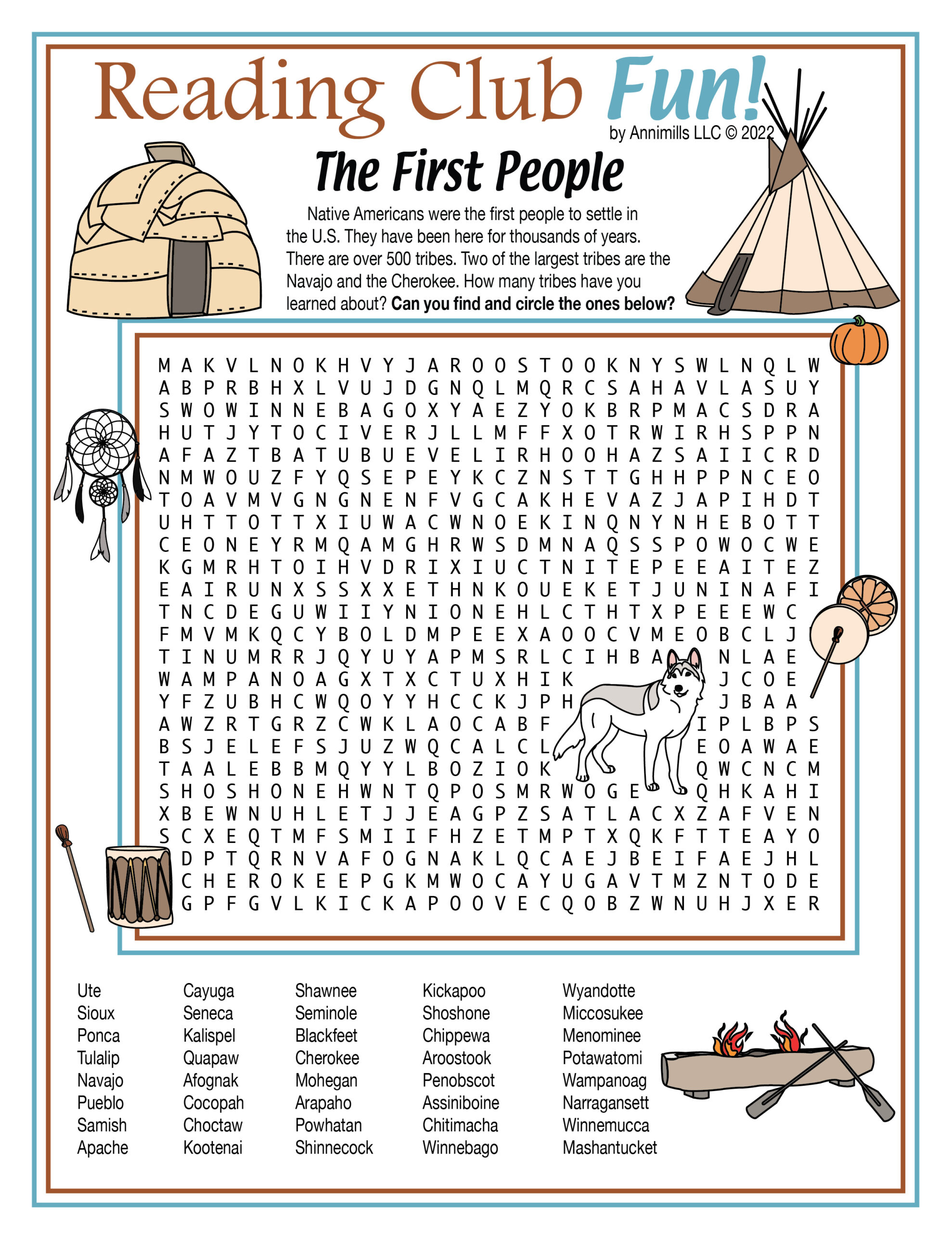 The first people native americans word search puzzle made by teachers