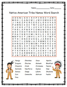 Native american tribe names word search printable by lailabee tpt