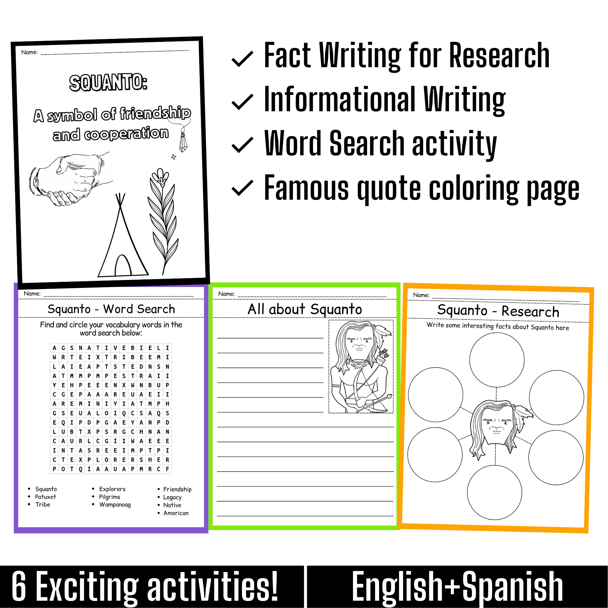 Native american heritage month â squanto â worksheets reading prehension made by teachers