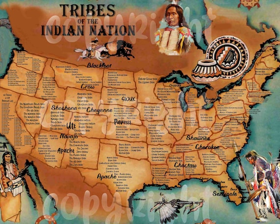Native american indians tribal map united states includes tribal names and locations most plete map and detail online