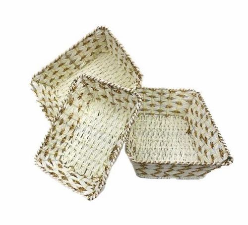 Braided ethnic fancy gift wedding gifts or haper packing rectangle basket
