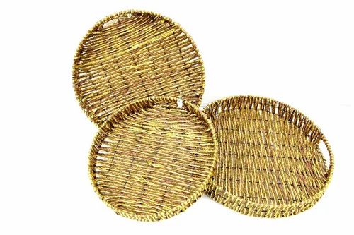 Braided ethnic fancy gift wedding gifts or haper packing round basket with holder