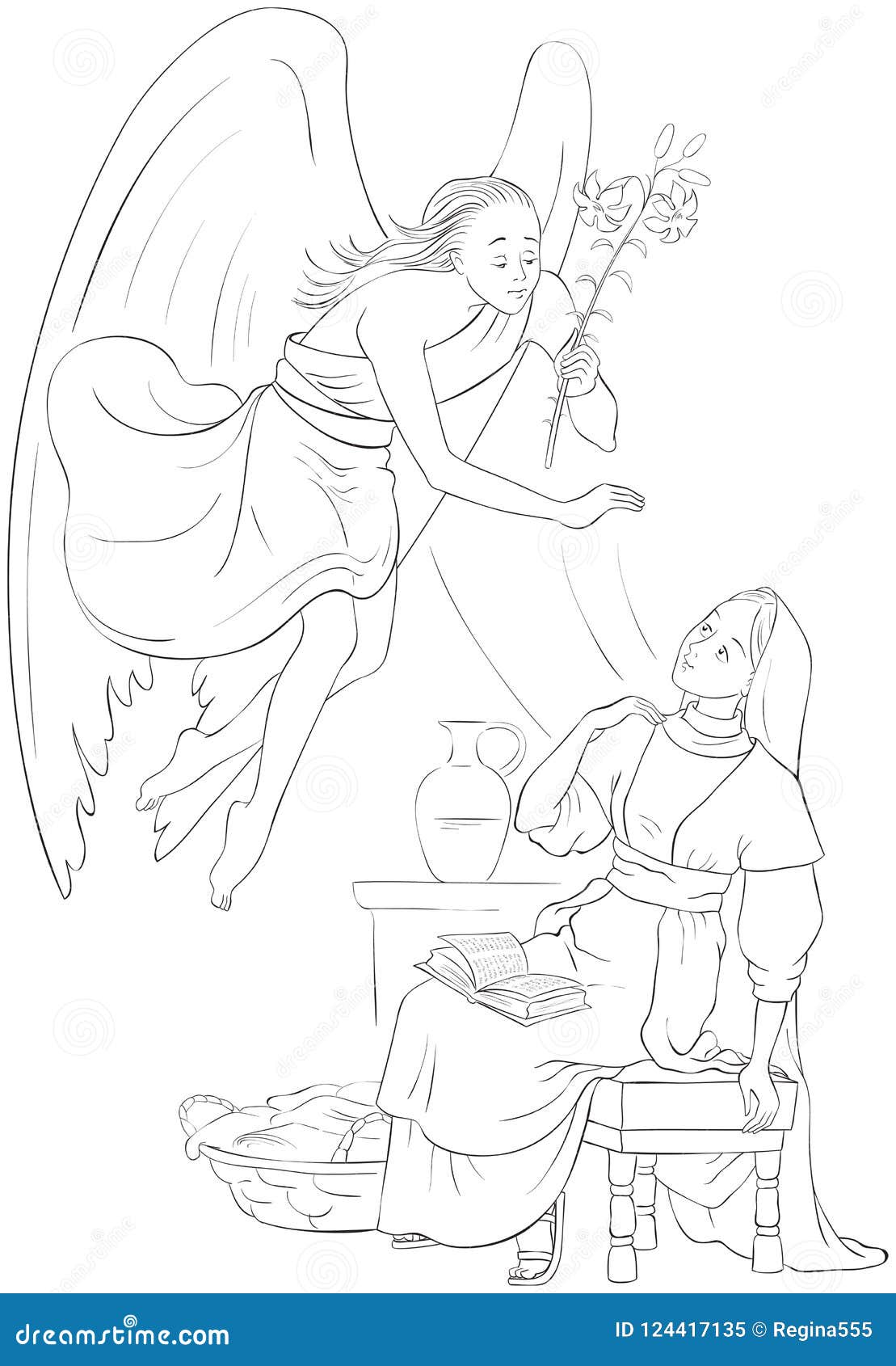 Annunciation angel gabriel announcement to mary of the incarnation of jesus stock vector