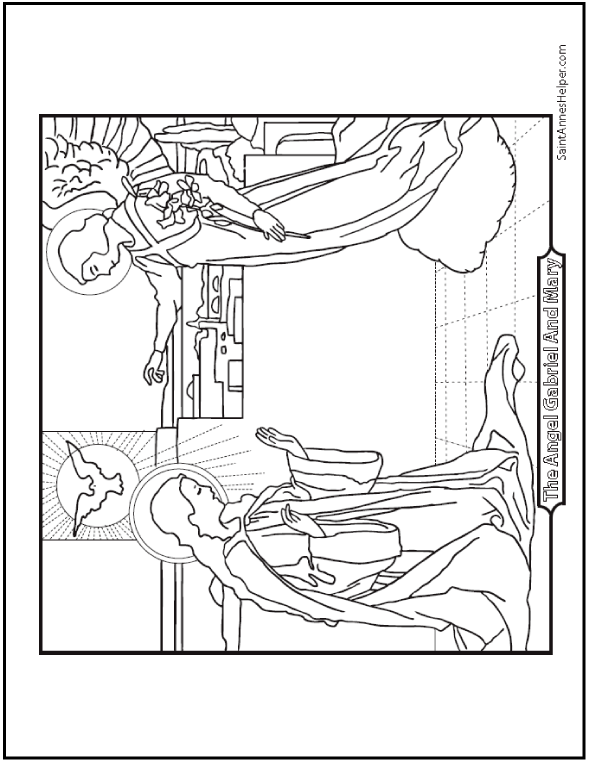 Angel and mary coloring page âïâï st gabriel archangel annunciation