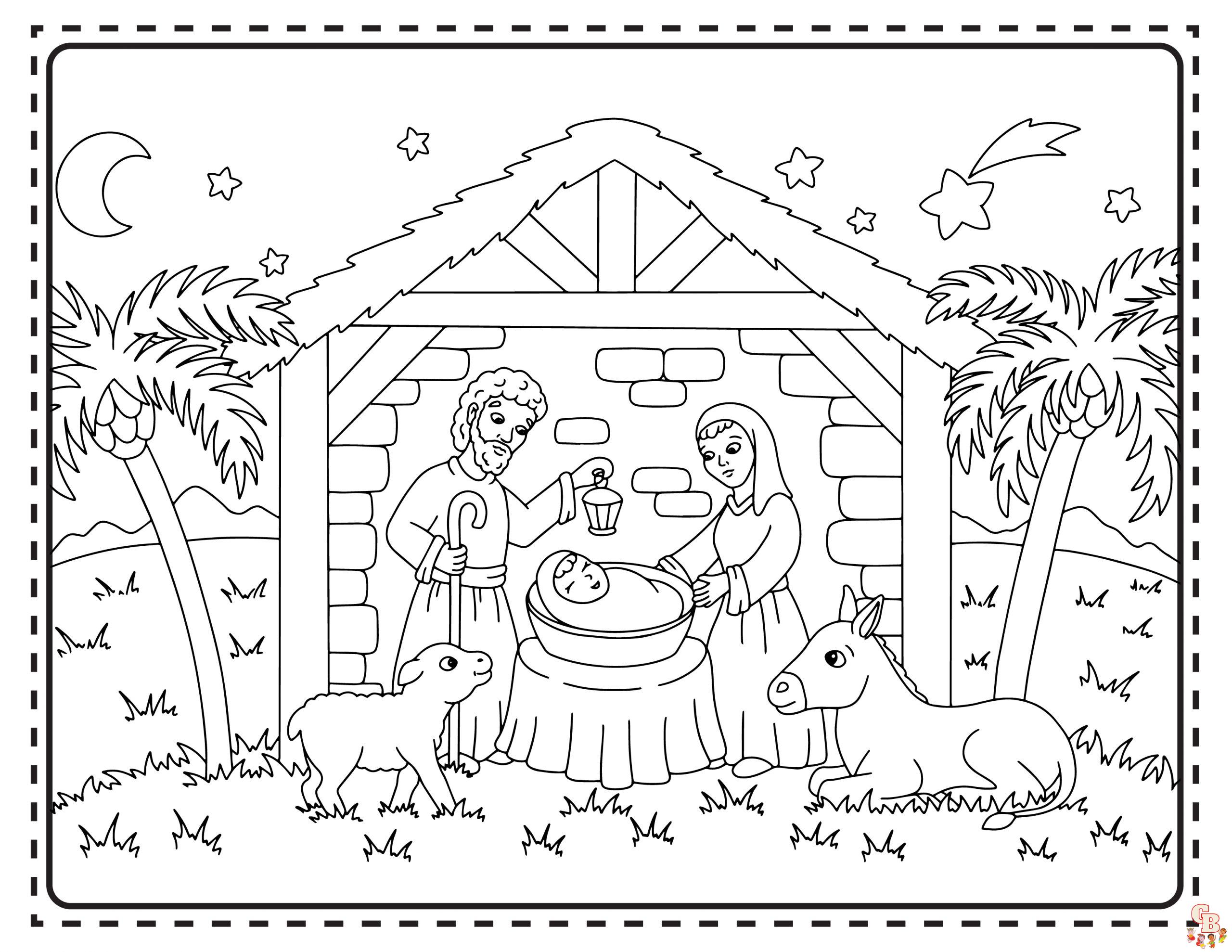Nativity coloring pages free printable