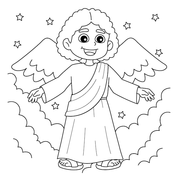 Premium vector christian archangel coloring page for kids