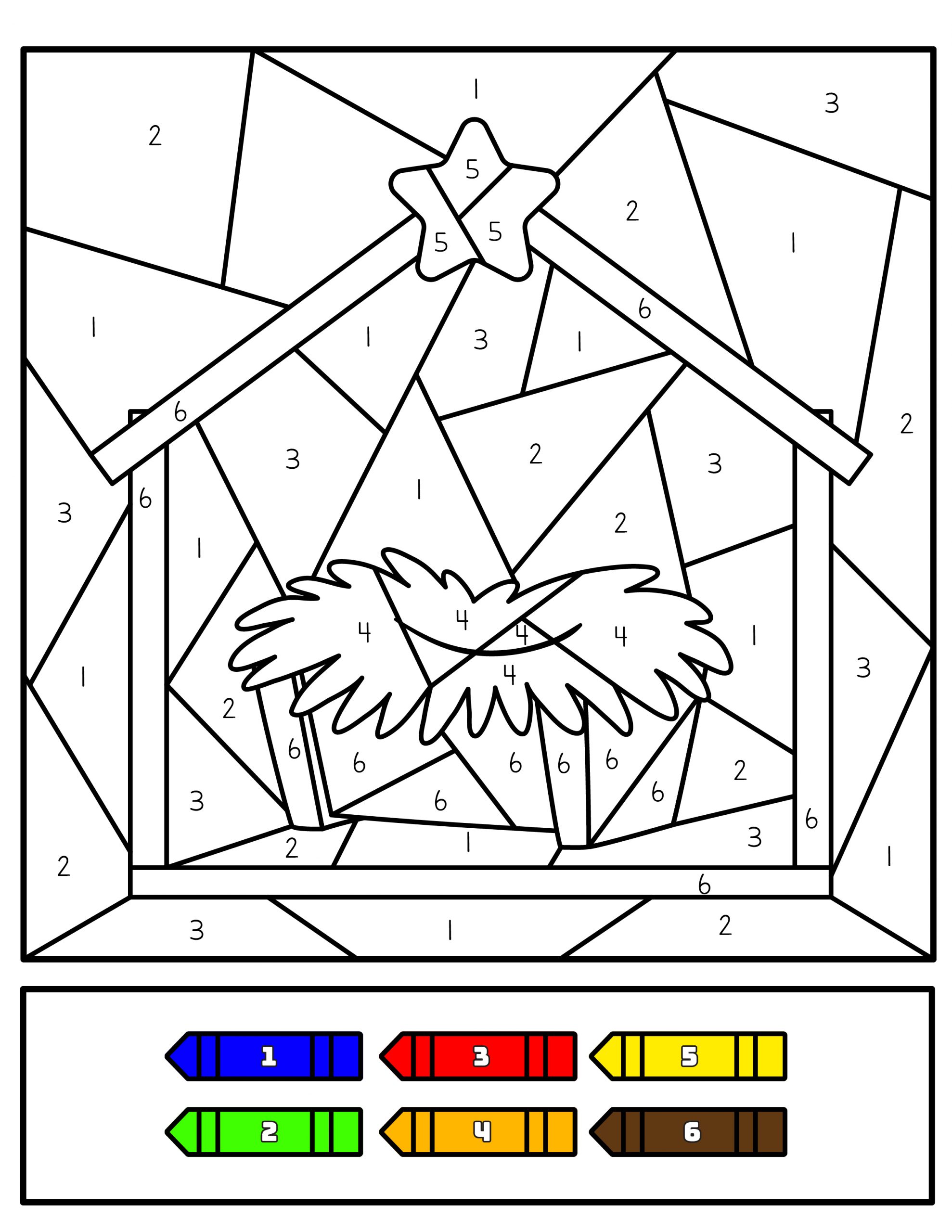 Printable nativity color by number activity pack