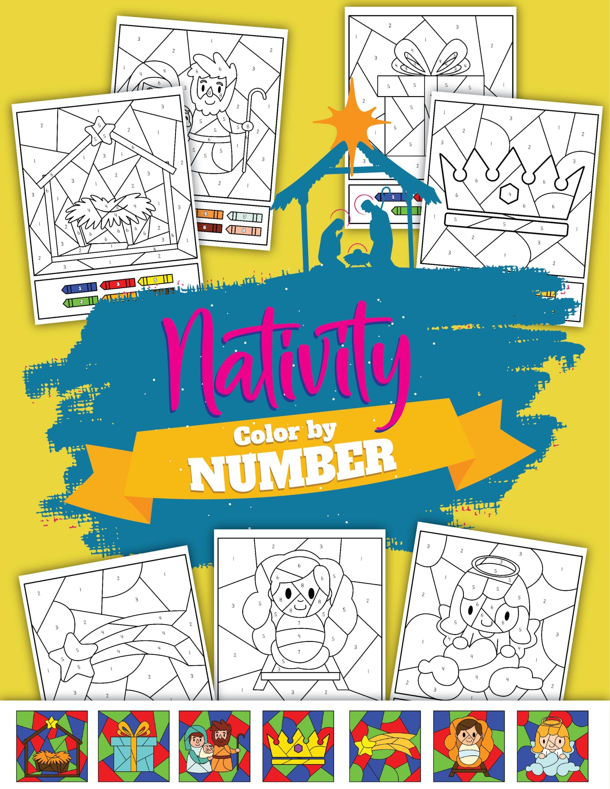 Christmas nativity color by number