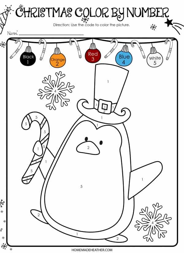 Free christmas color by number printables homemade heather