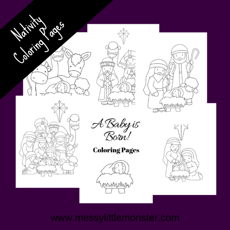 Nativity coloring pages â messy little monster shop