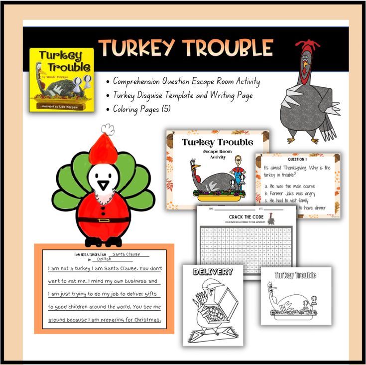 Turkey trouble turkey disguise escape room coloring pages turkey trouble activities coloring pages school activities