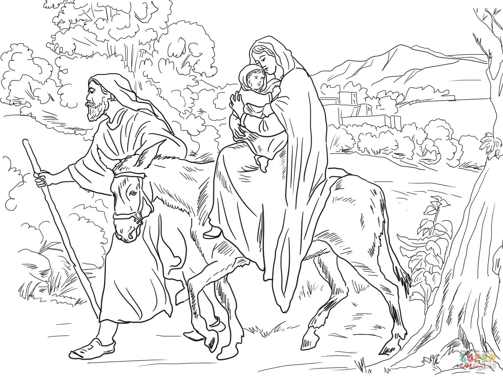 Flight into egypt coloring page