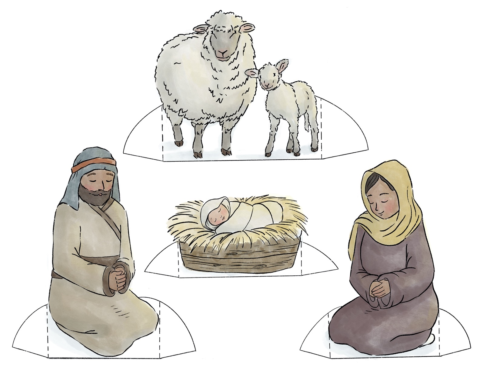 Nativity paper dolls set