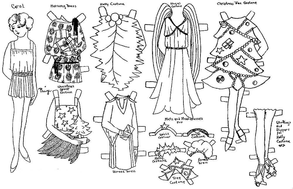 Paper doll coloring pages printable for free download
