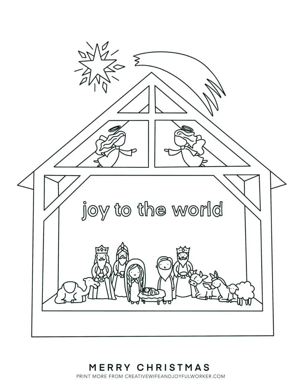 Nativity scene free printable colouring sheet for kids christmas coloring sheets printable christmas coloring pages free printable coloring sheets