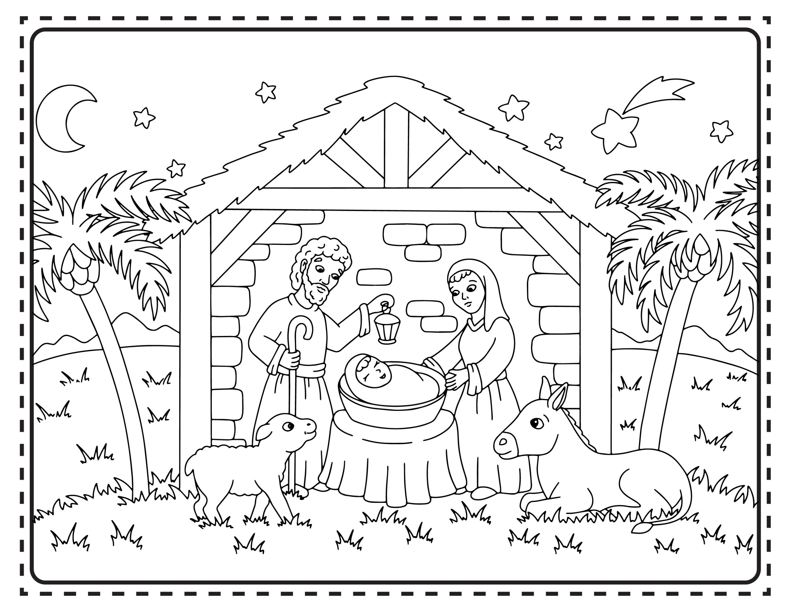 Printable christmas nativity coloring pages