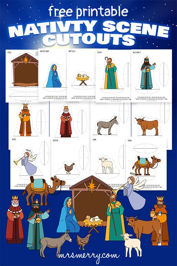 Free printable nativity scene cutouts mrs merry