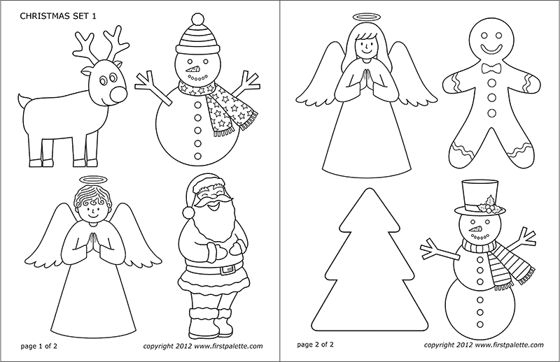 Christmas sets free printable templates coloring pages